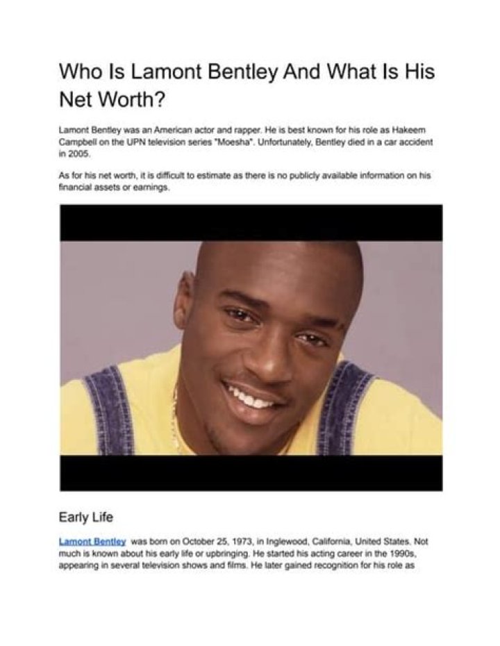 Discovering the Life and Career of Lamont Bentley