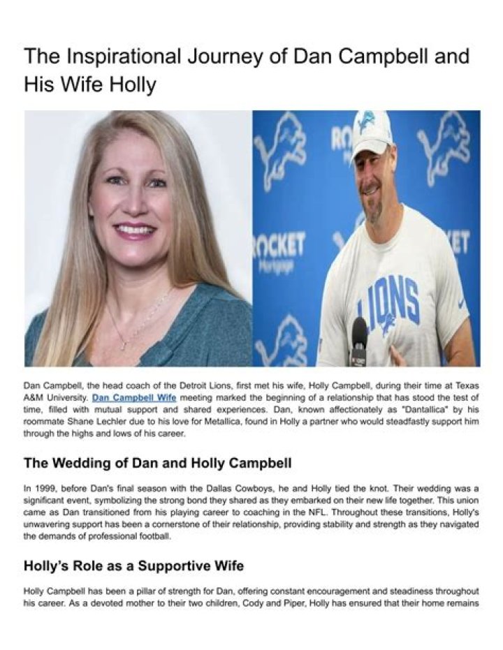 Unveiling the Life of Dan Campbell's Wife: A Journey of Love and Support