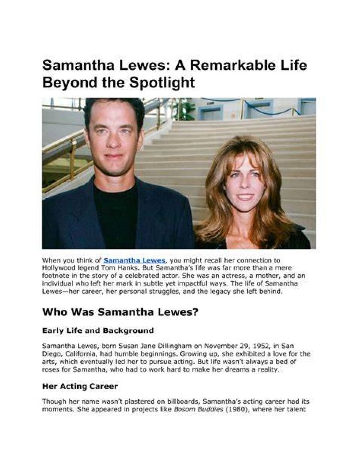 Unveiling the Life of Samantha Lewes: A Journey Through Fame and Family